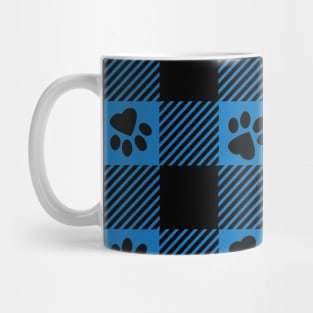 Paw Print Plaid Blue Mug